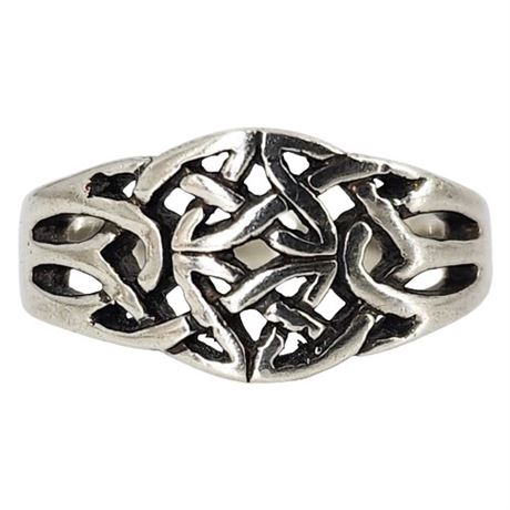 Signed Vintage Sterling Silver Celtic Knot Ring, Sz 6
