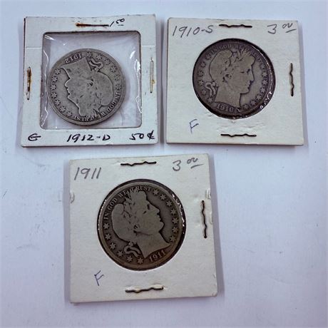 3 Barber Half Dollars