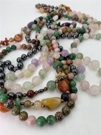 4 Lovely Natural Stone Bead Necklaces