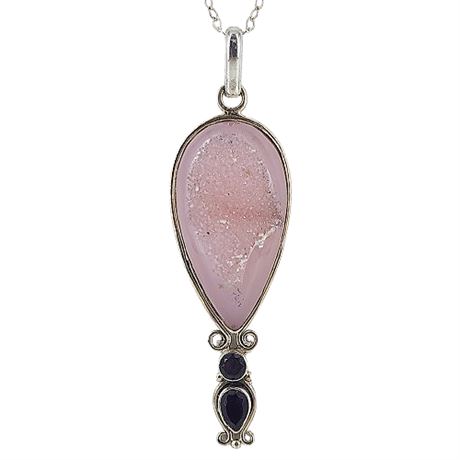 Sterling Silver Multi-Gemstone Pendant Necklace