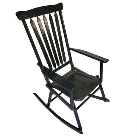 Antique Black Wooden Folding Rocking Chair