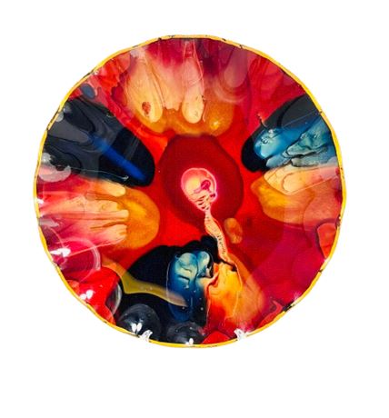 Vtg Mexican Wavy Plate Wall Art - Abstract