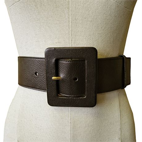 Yves Saint Laurent Wide Brown Leather Belt