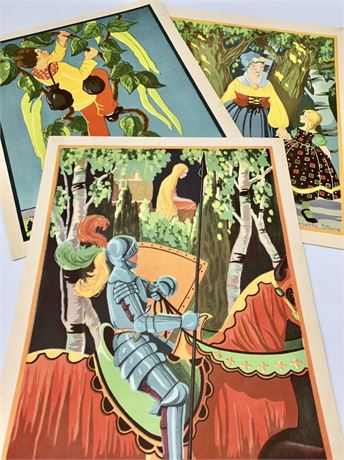3 Vintage 1930s Children’s Fairytale Book Lithographs