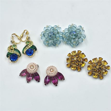 Lot of Vtg. Crystal Clip-on Earrings