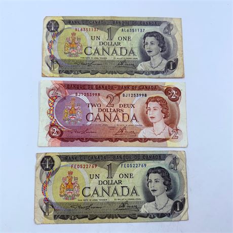3 Assorted Canadian Bills