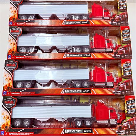 4 New 1:32 Kenworth W900 Truck + Trailers