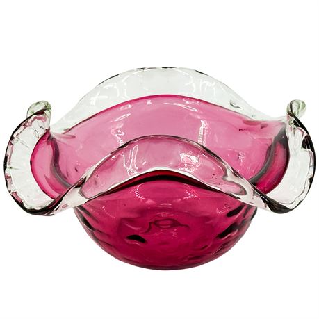 Vintage Hand-Blown Art Glass Bowl
