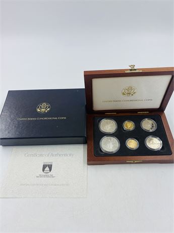 1989 Congressional Proof Set w/ 2 Gold $5 Coins, 4 Silver
