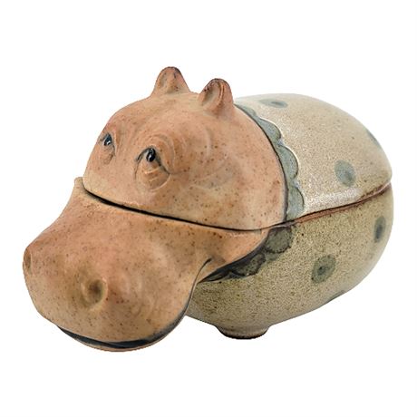 Vintage UCTCI Japan Ceramic Hippo Trinket Box