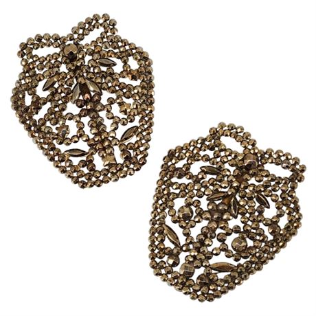 Vintage M.G. FRANCE Victorian Cut Steel Shoe Buckles