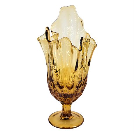Fenton 'Thumbprint Colonial Amber' Swung Glass Handkerchief Vase