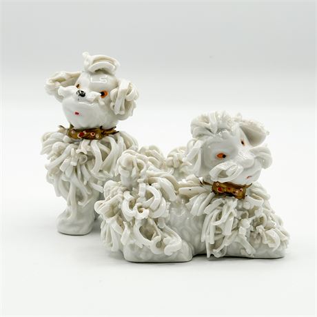 Vintage Pair of Ceramic Spaghetti Poodle Figurines
