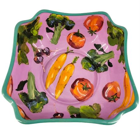 2004 Droll Designs Hand-Painted Veggie Serving Bowl