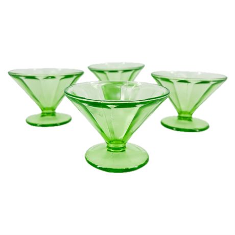 Lot of Vintage Federal Uranium Glass Sherbet Dishes
