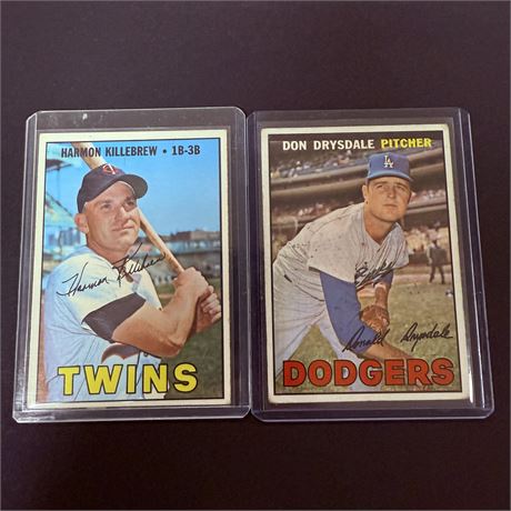 1967 Topps Killebrew + Drysdale Cards