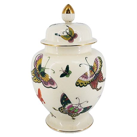 Vintage Andrea Sadek Butterfly Ginger Jar w/ Lid