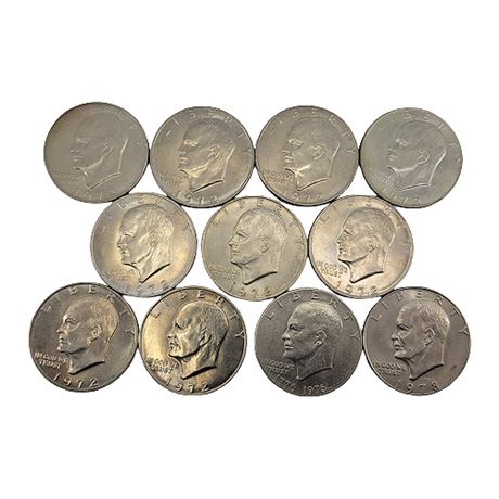 Lot of 11 Eisenhower Clad Dollar Coins