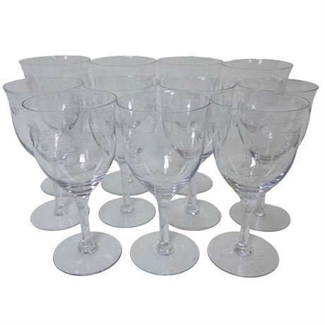 Etched Grape Wine Glasses - Set of 11
