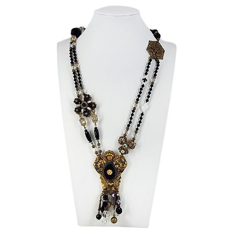 Ornate Asymmetrical Beaded Vintage Necklace