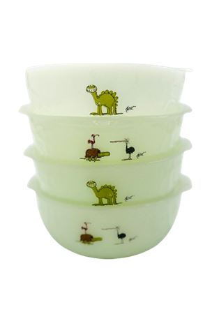 Vtg Fire King BC Comics Milk Glass Bowls