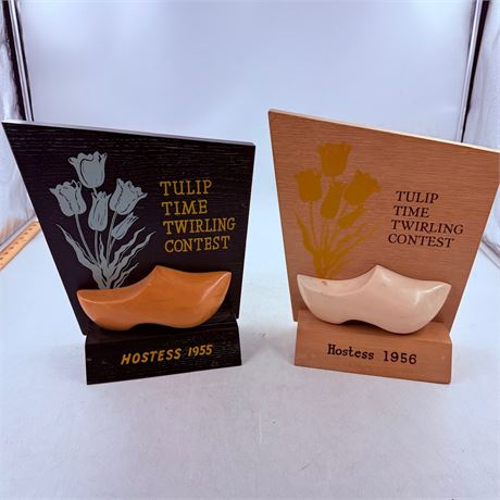 1955 + 1956 Tulip Time Twirling Contest Plaques