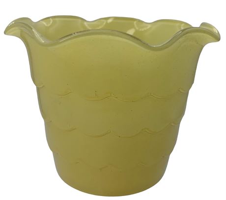 Fire King Daffodil Yellow Scalloped Glass Flower Pot