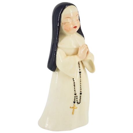 Vintage Ceramic Praying Nun Figurine