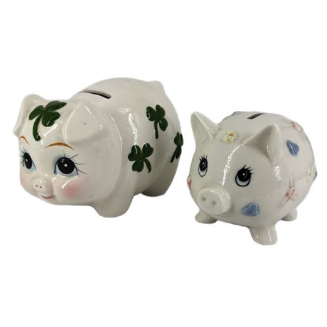 Pair of Vintage Ceramic Piggy Banks