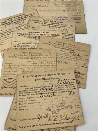 18 pc Lot Antique 1895-1897 Erie Home Insurance Policy Bills