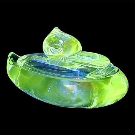 Duncan Miller UV Reactive Clear Glass Duck Covered Trinket Dish
