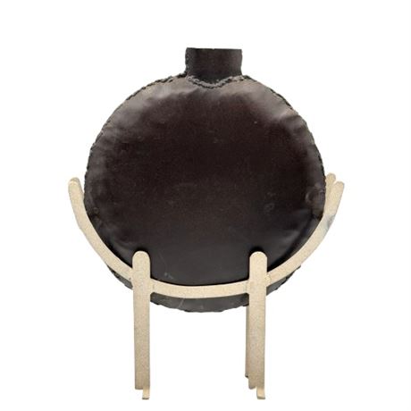 Decorative Metal Vessel in Stand