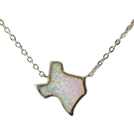 Sterling Silver Faux Opal Texas Pendant Necklace