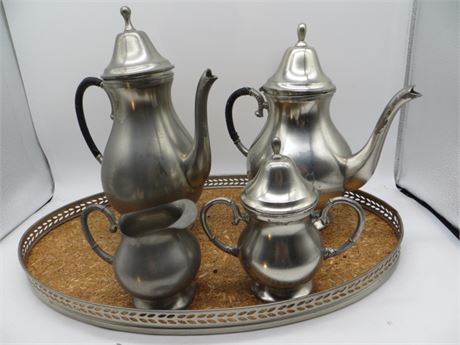 Royal Holland Pewter Silver Coffee & Tea Set KMD Tiel