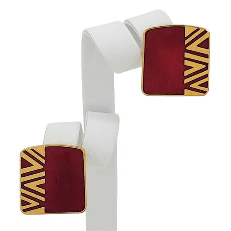 Vtg LAUREL BURCH "Naito" Enamel Clip Earrings
