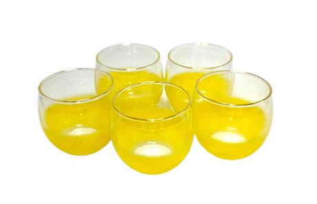 Vtg Blendo Yellow Frosted Roly Poly Tumblers - 5