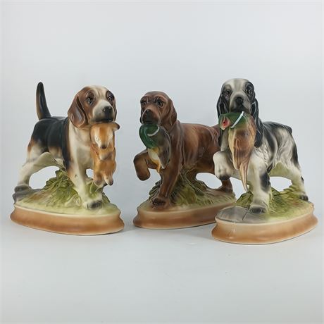 Ceramic Hunting Dogs, Set of 3