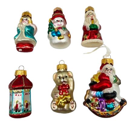 6 Small Glass Ornaments