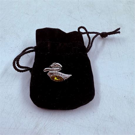 Swarovski Crystal Swan Brooch