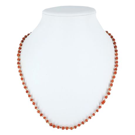 Vintage Coral & Glass Seed Bead Necklace
