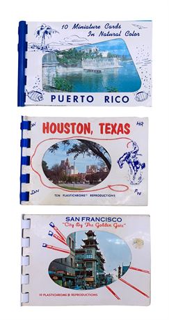 3 Miniature Houston, San Fran & Puerto Rico Travel Souvenir Photograph Books
