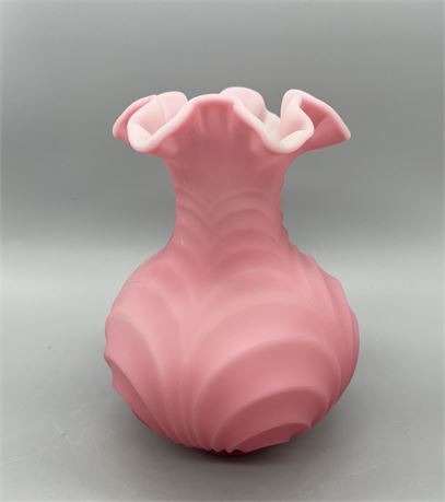 Fenton Pink Satin Drape Vase,