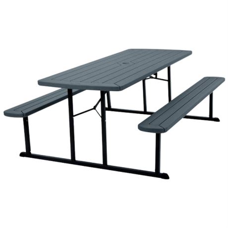 Cosco 6 Foot Folding Picnic Table & Umbrella w/ Weighted Stand