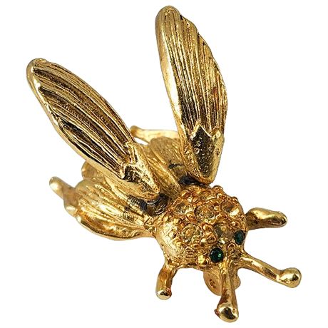 Vintage Trembler Wings Rhinestone Insect Brooch