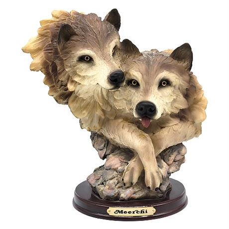 Meerchi Two Head Wolves Resin Bust