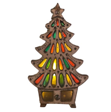 6" Cast Iron, Stained Glass, Candle or Tea Light