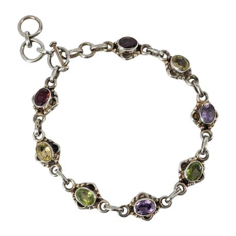 Sterling Silver Multi-Gemstone Bracelet