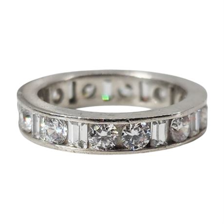 Vintage Sterling Silver Round & Baguette CZ Infinity Ring, Sz 5
