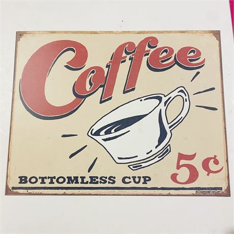 ‘Coffee’ 12.5x16” Retro Metal Sign