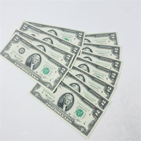 11 Consecutive 1976 $2 Bills